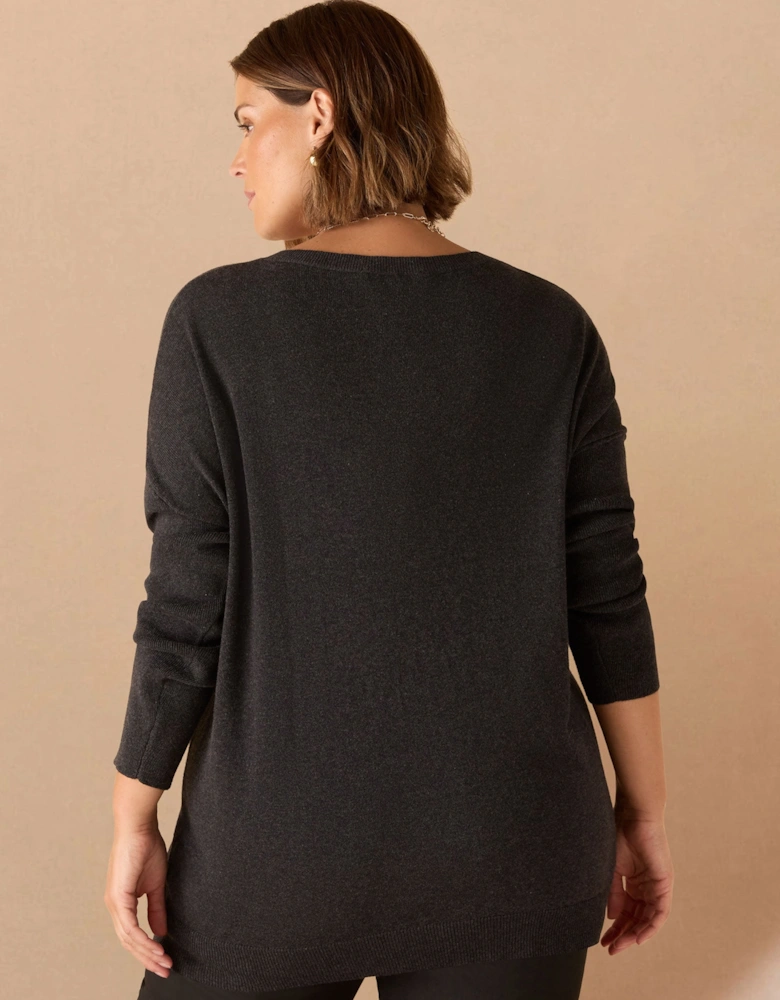Charcoal V Neck Jumper