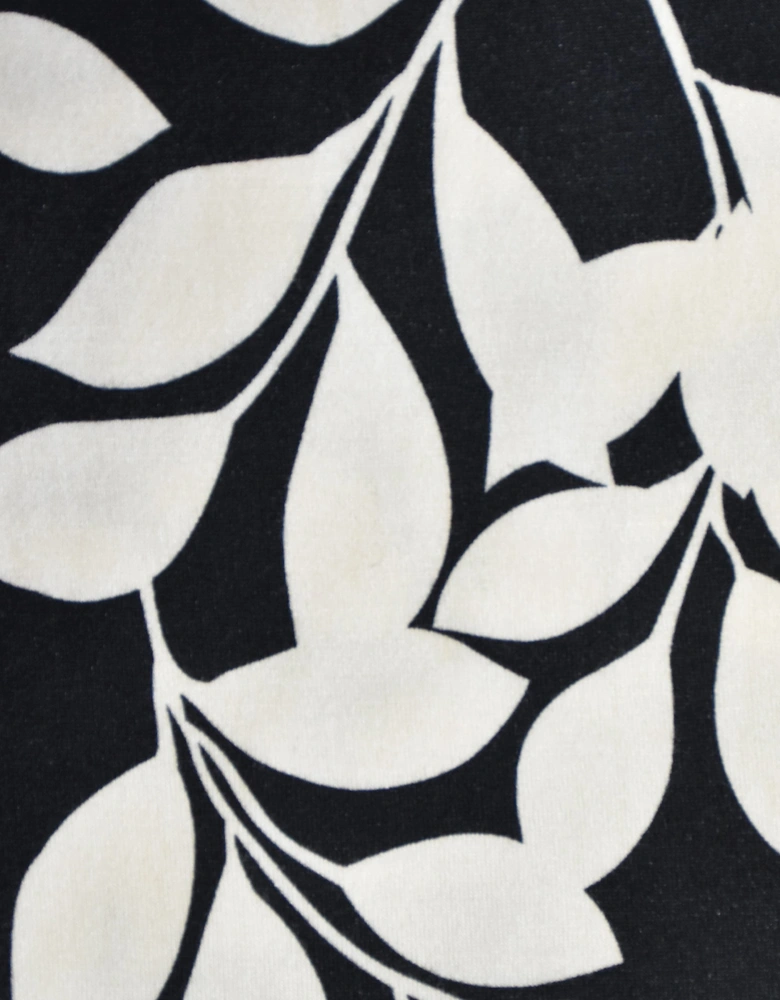 Mono Leaf Print Jersey Relaxed Top