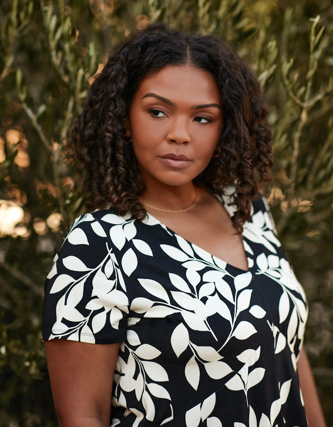 Mono Leaf Print Jersey Relaxed Top