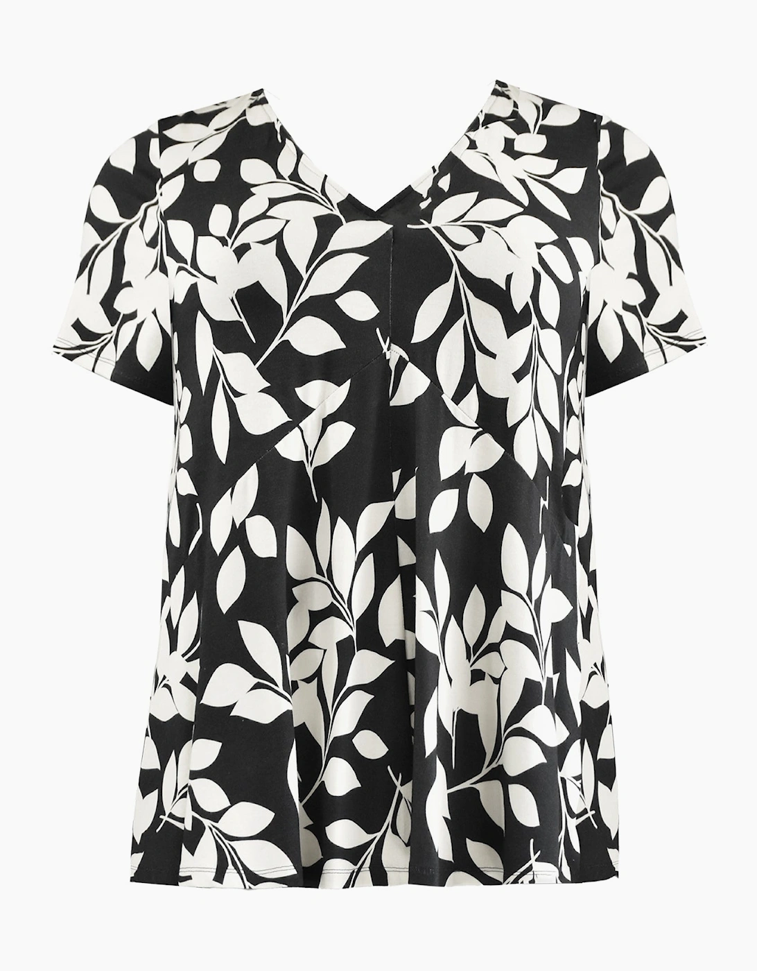 Mono Leaf Print Jersey Relaxed Top
