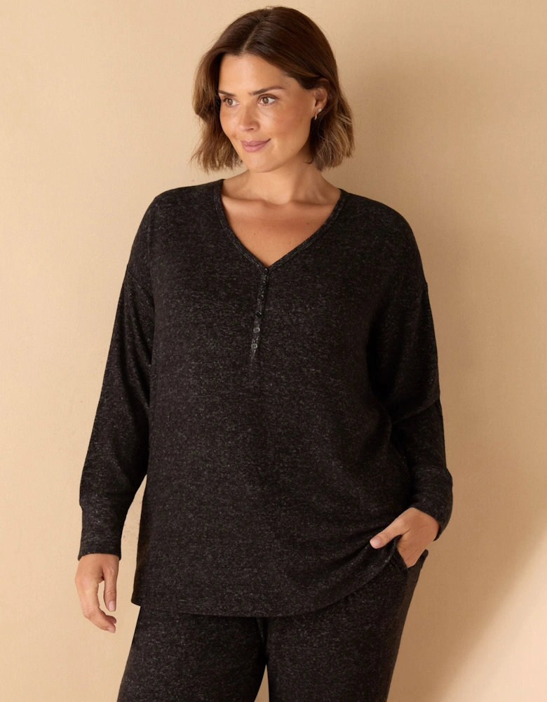 Grey Supersoft Henley Long Sleeve Top