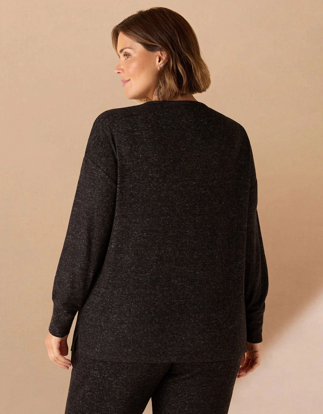 Grey Supersoft Henley Long Sleeve Top