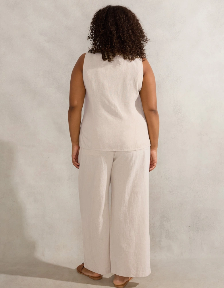 Natural Linen Blend Drawstring Trouser