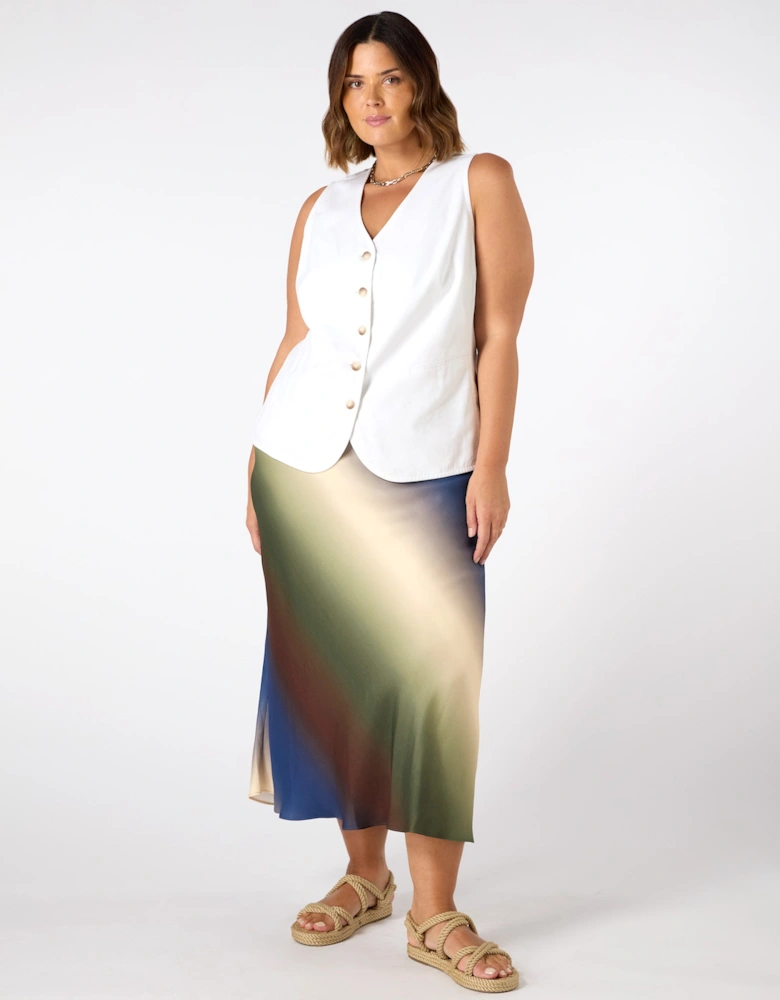 White Linen Blend Waistcoat