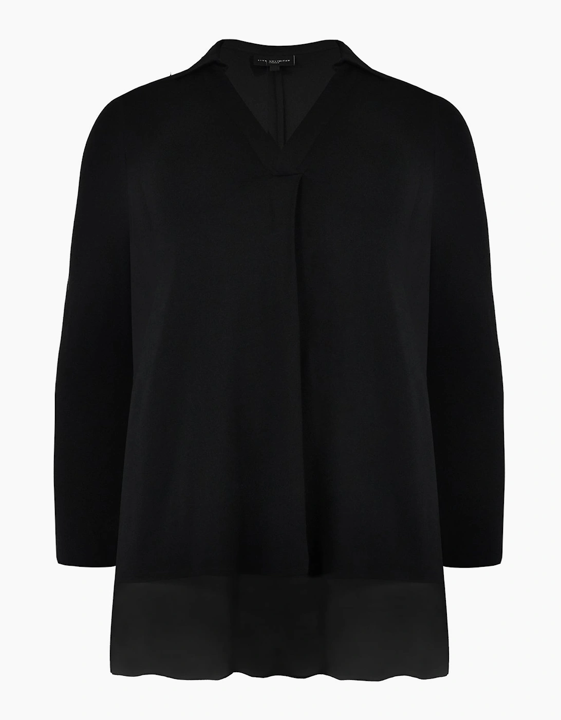 Black Jersey Chiffon Hem Shirt
