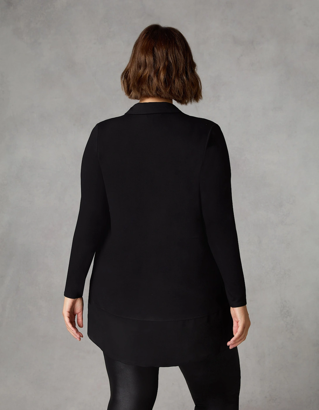 Black Jersey Chiffon Hem Shirt