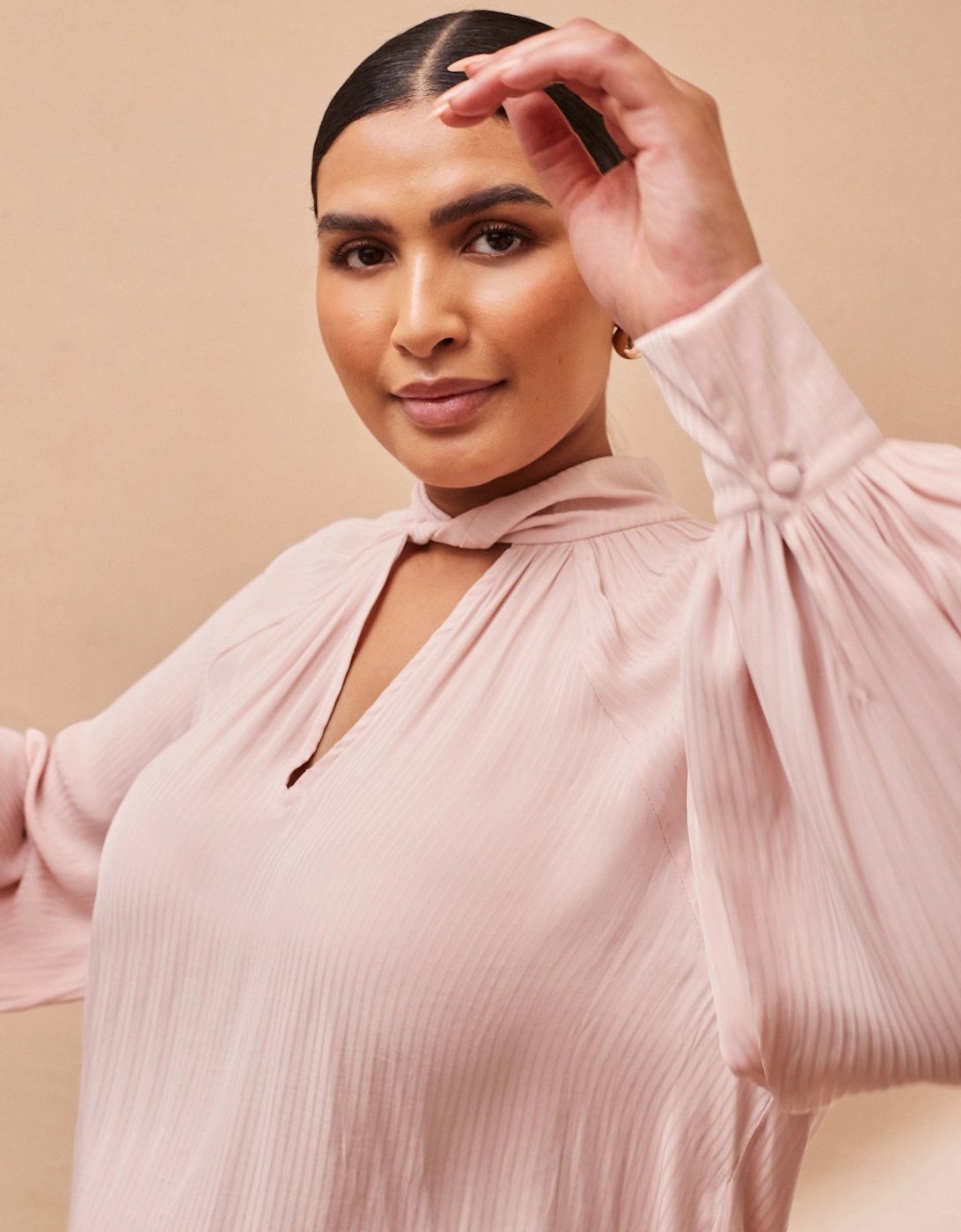 Blush Twist High Neck Blouse