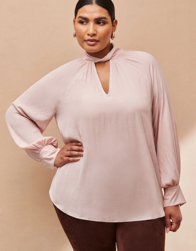 Blush Twist High Neck Blouse