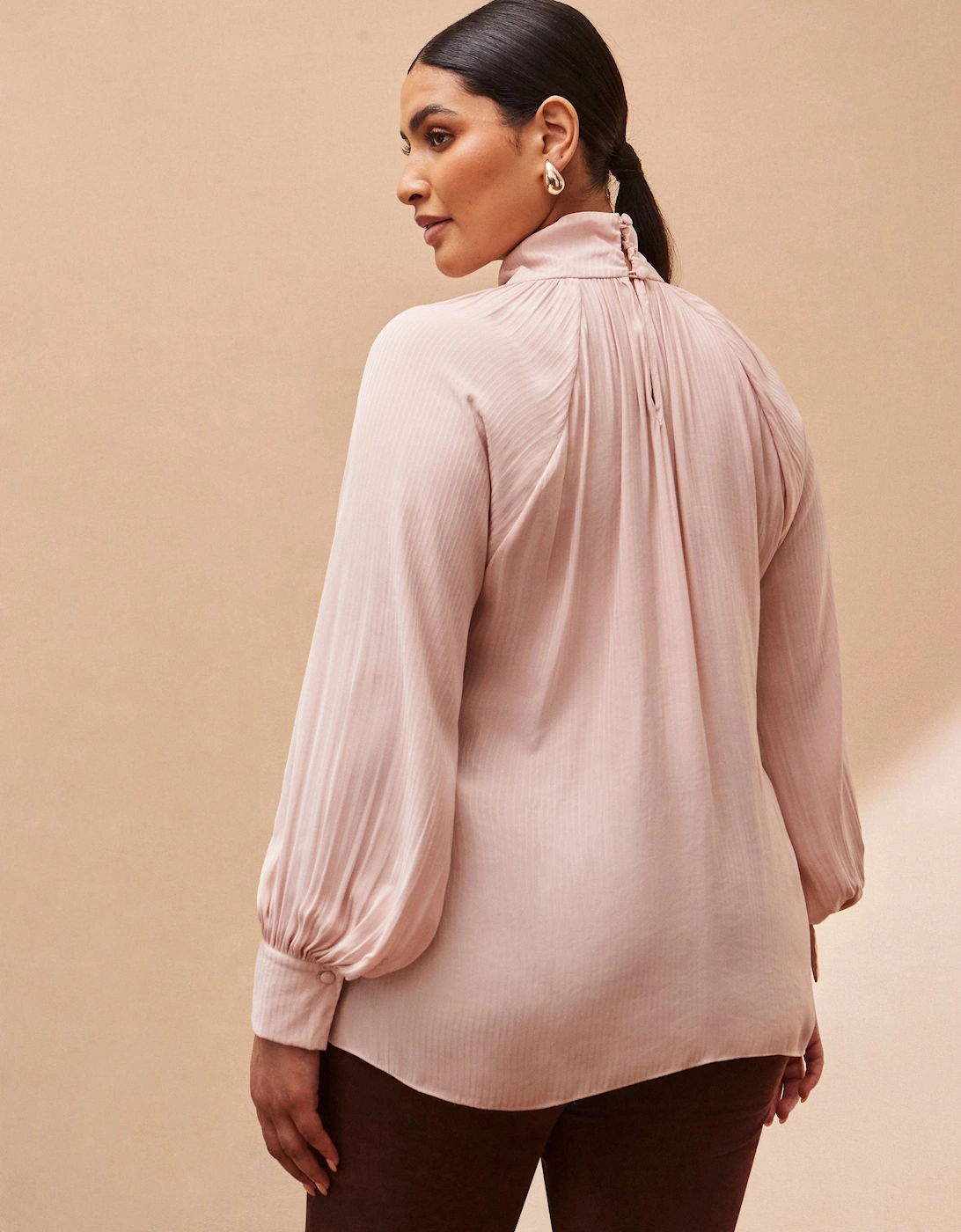 Blush Twist High Neck Blouse
