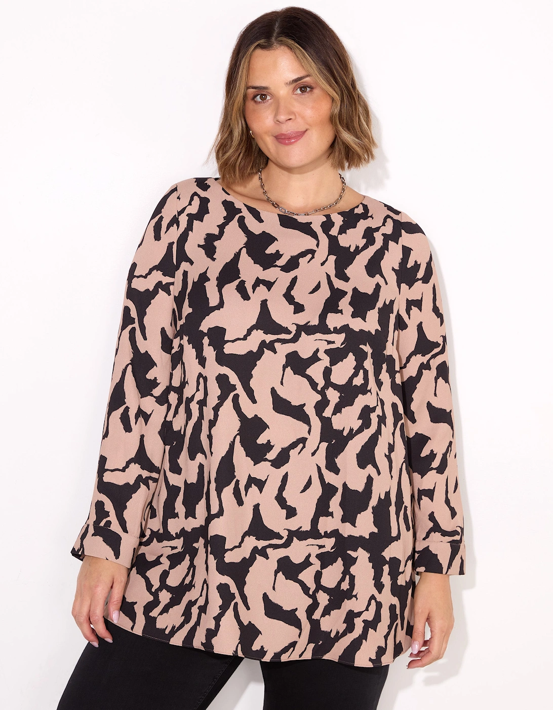 Printed Slash Neck Tunic