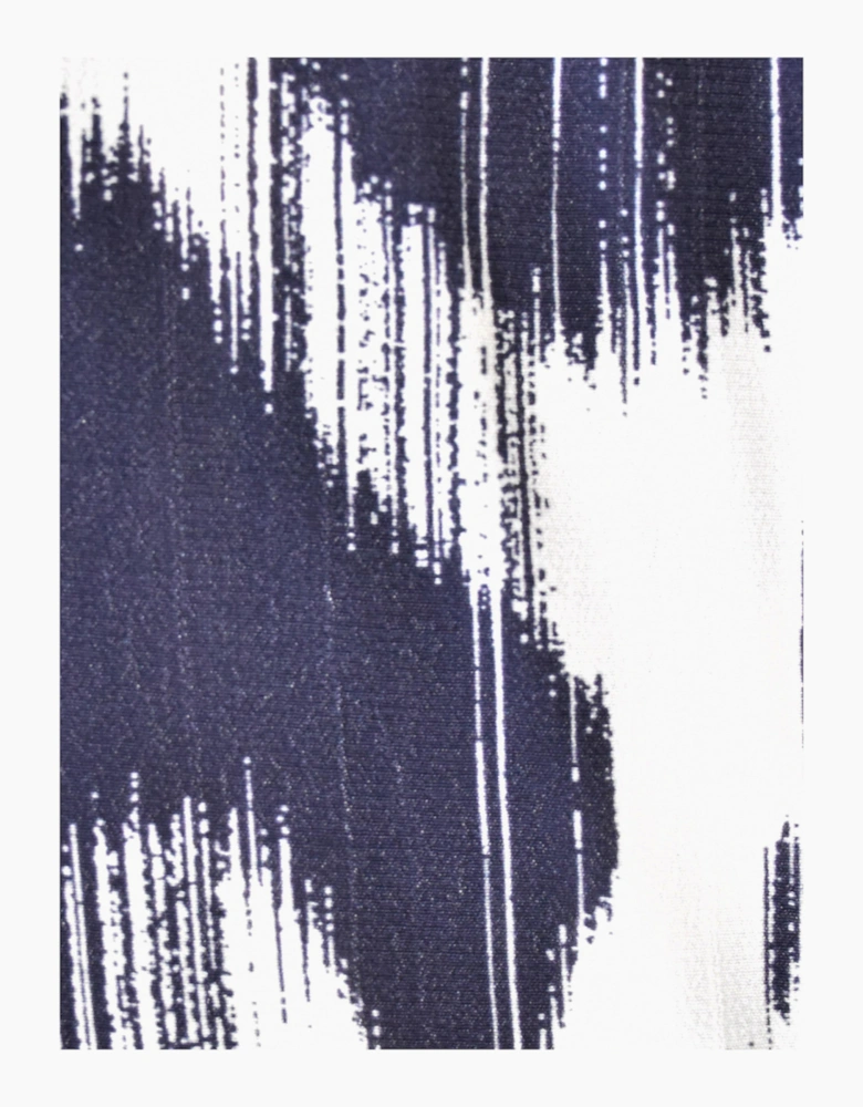 Navy Geo Print Tie Neck Blouse