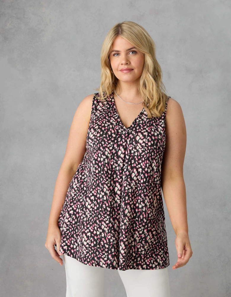 Petite Ditsy Jersey Pleat Front Vest