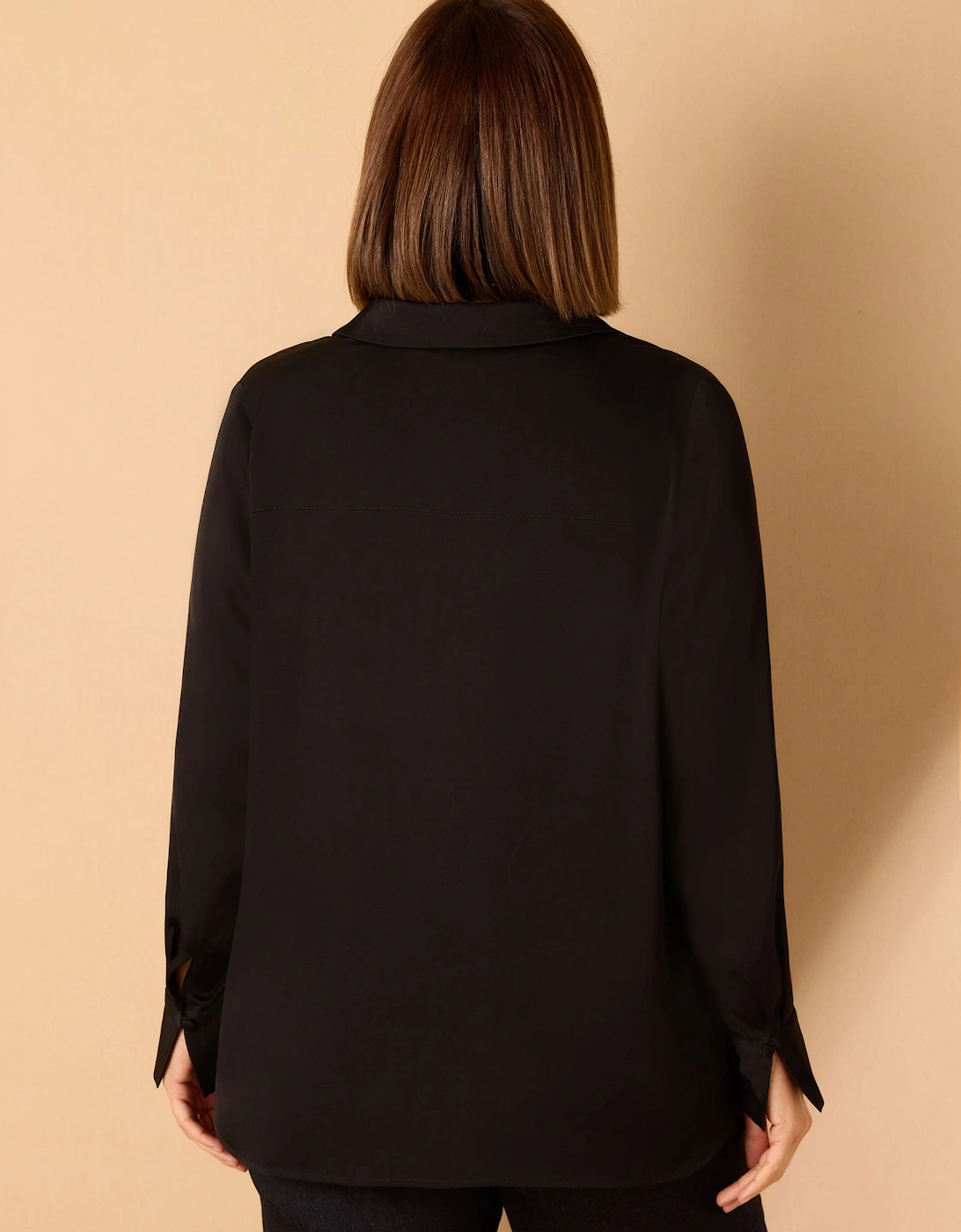 Black V Neck Collared Shirt