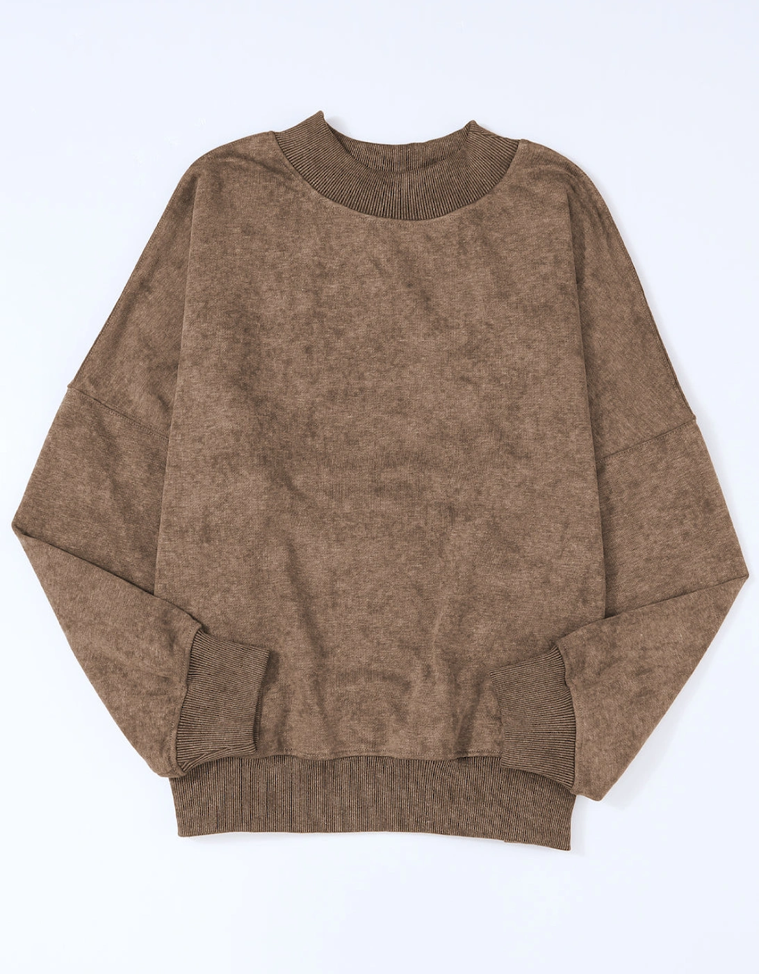 Brown Drop Shoulder Crew Neck Pullover Sweatshirt