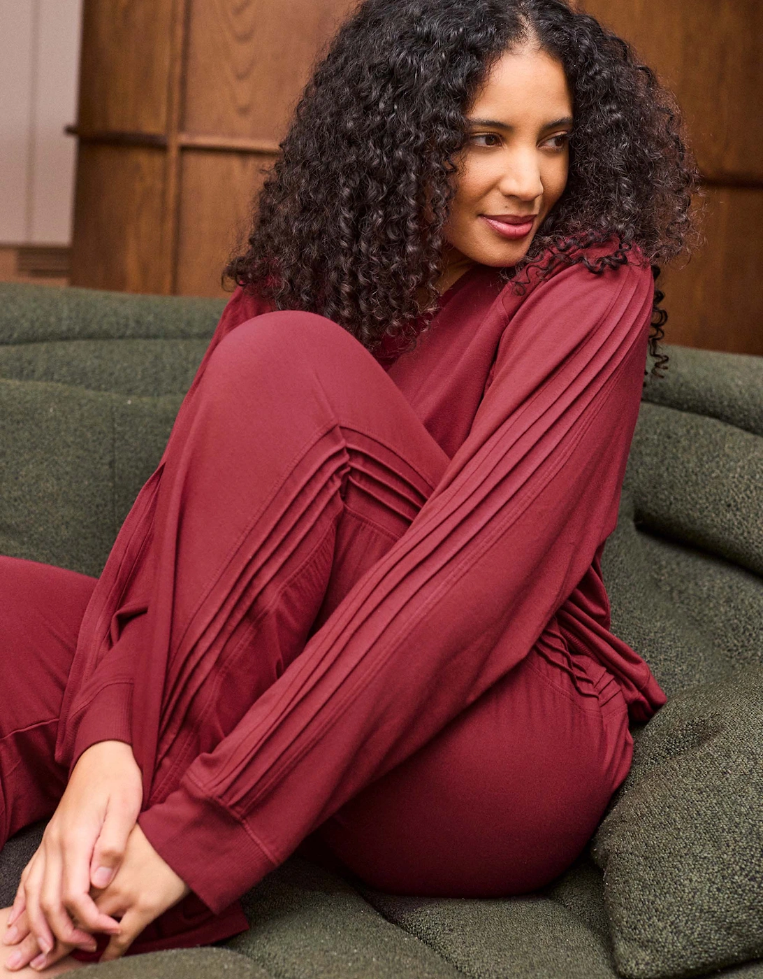 Deep Red Modal Blend Drawstring Trouser