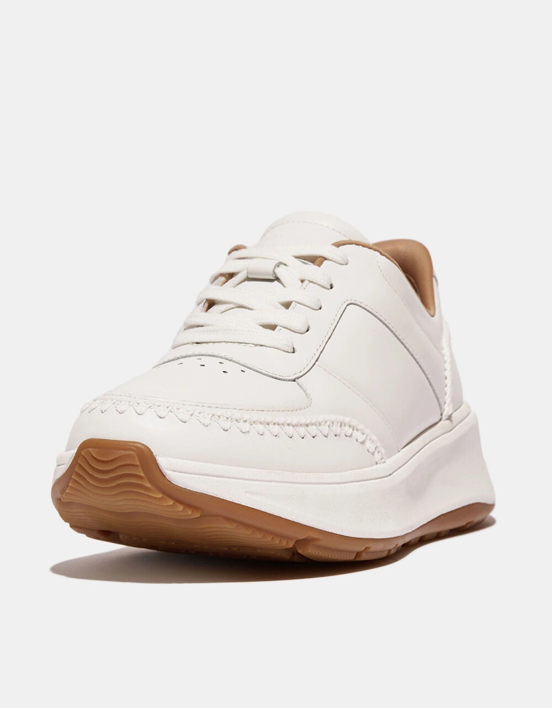 F-Mode Crochet-Stitch Leather Flatform Trainers