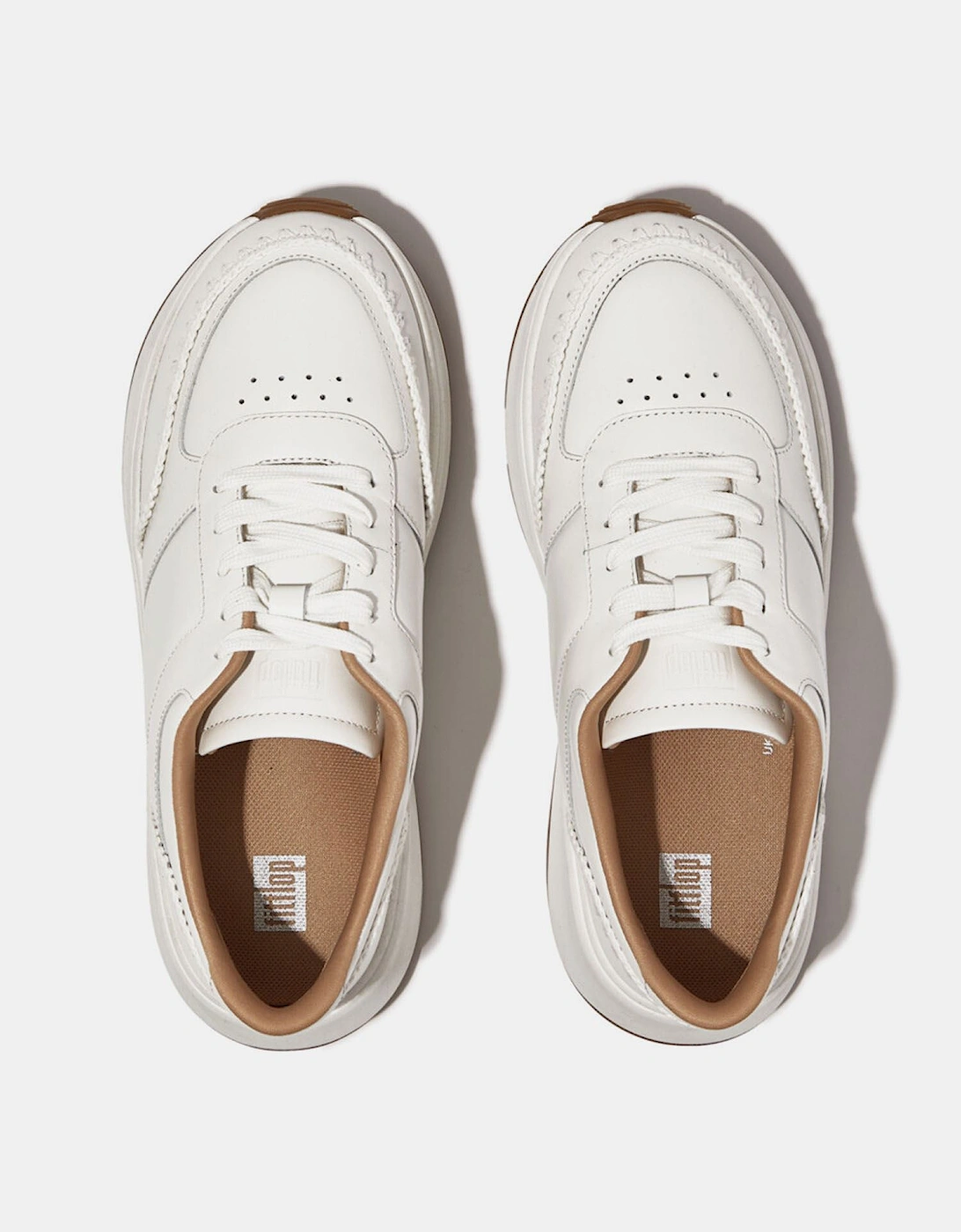 F-Mode Crochet-Stitch Leather Flatform Trainers