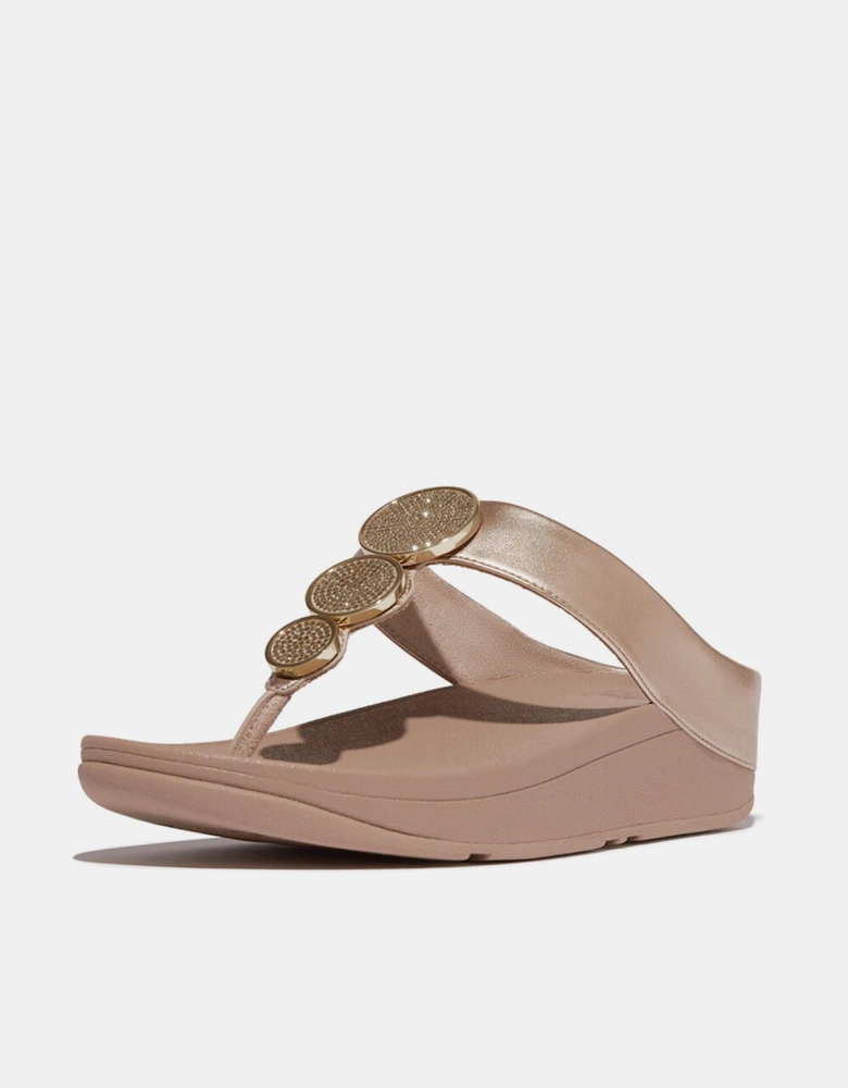 Halo Bead-Circle Metallic Toe-Post Sandals