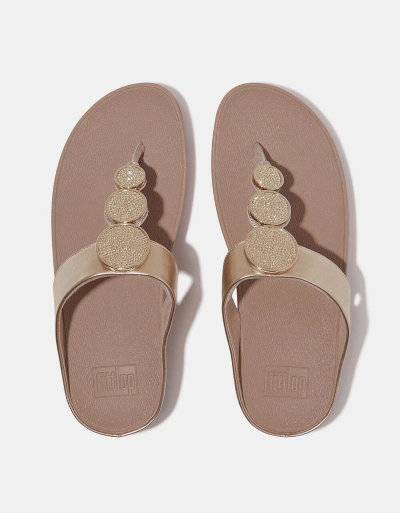 Halo Bead-Circle Metallic Toe-Post Sandals