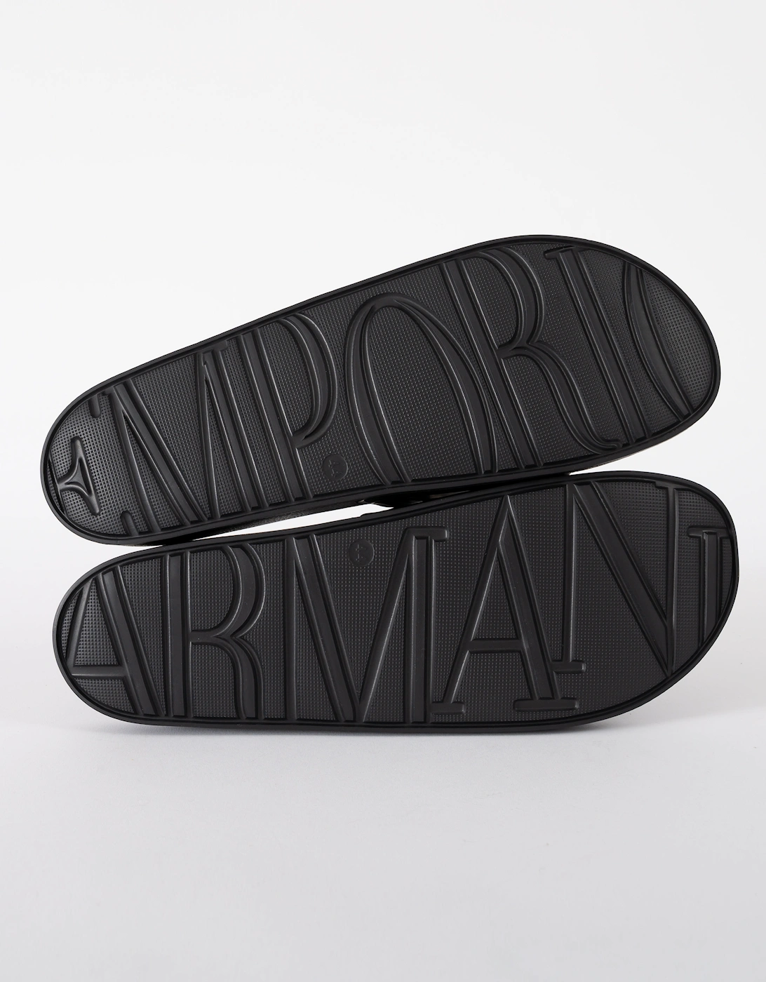 Mens PVC Pool Slides with Eagle Logo - Black/Whisper White