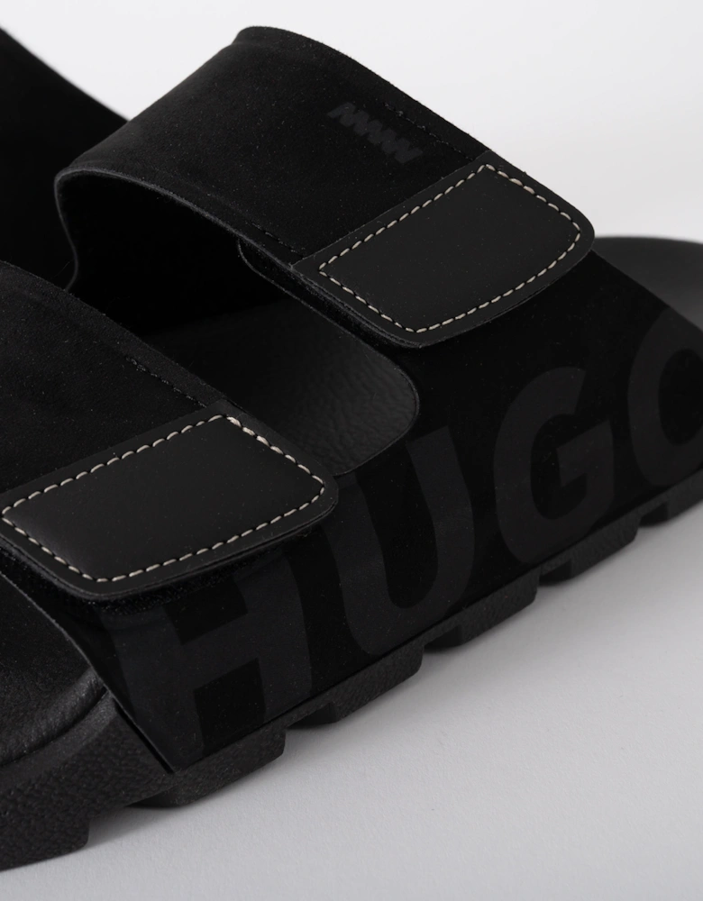 HUGO Evander Mens Faux-Suede lides with Logo Detailing - Black 001