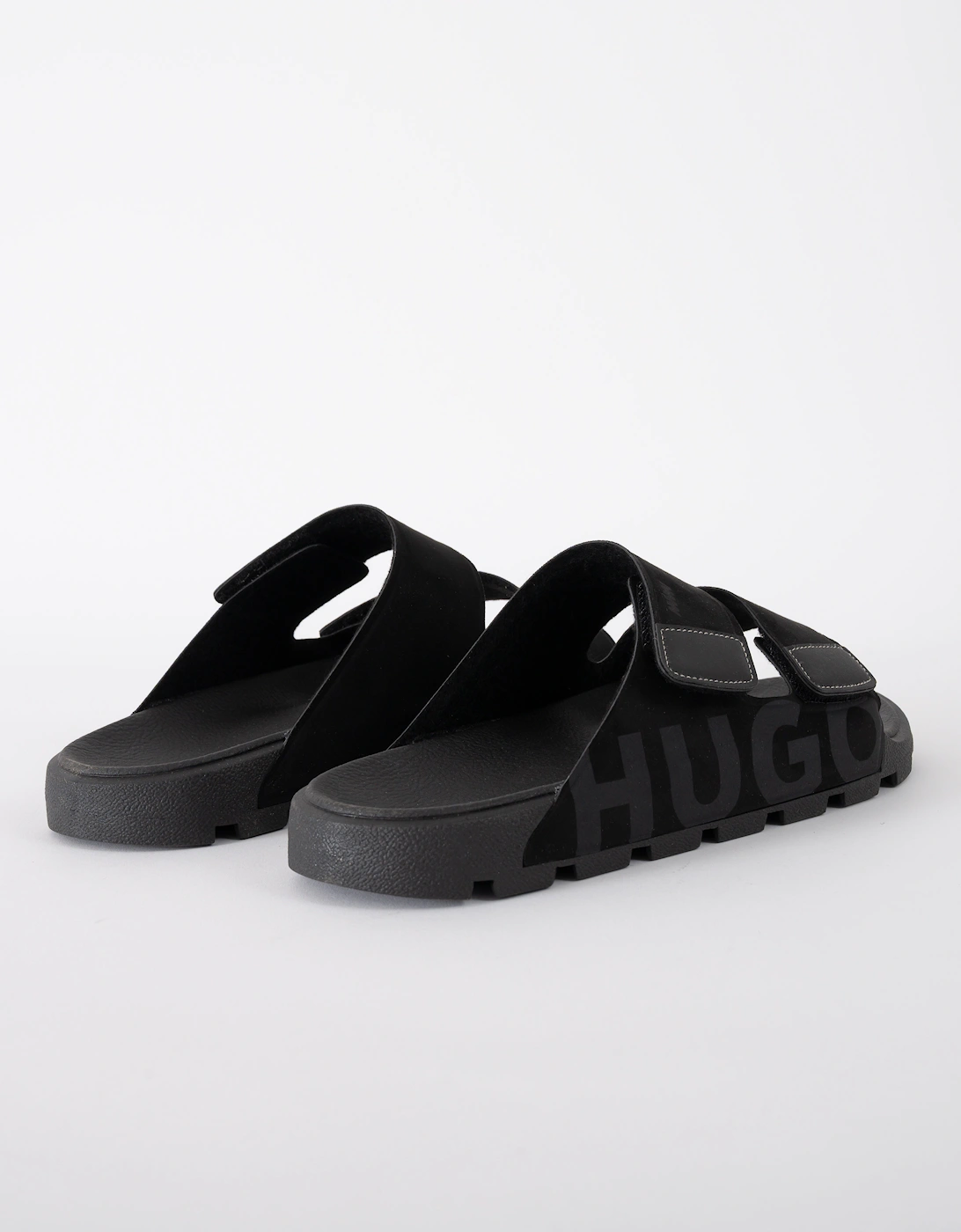 HUGO Evander Mens Faux-Suede lides with Logo Detailing - Black 001