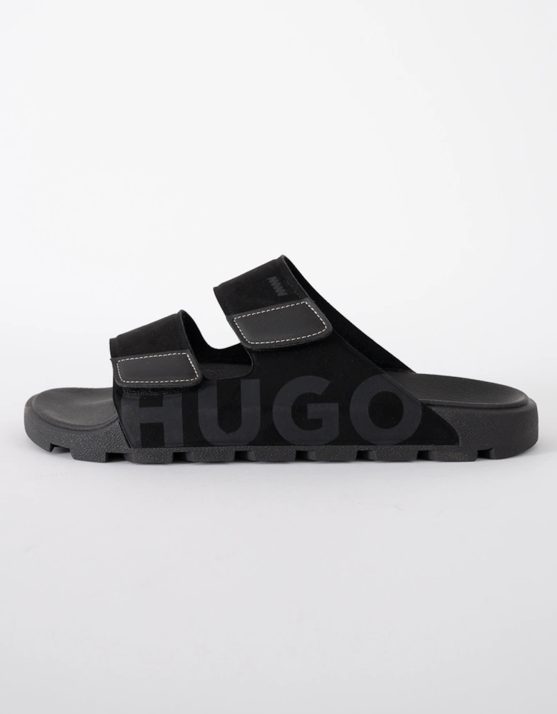 HUGO Evander Mens Faux-Suede lides with Logo Detailing - Black 001