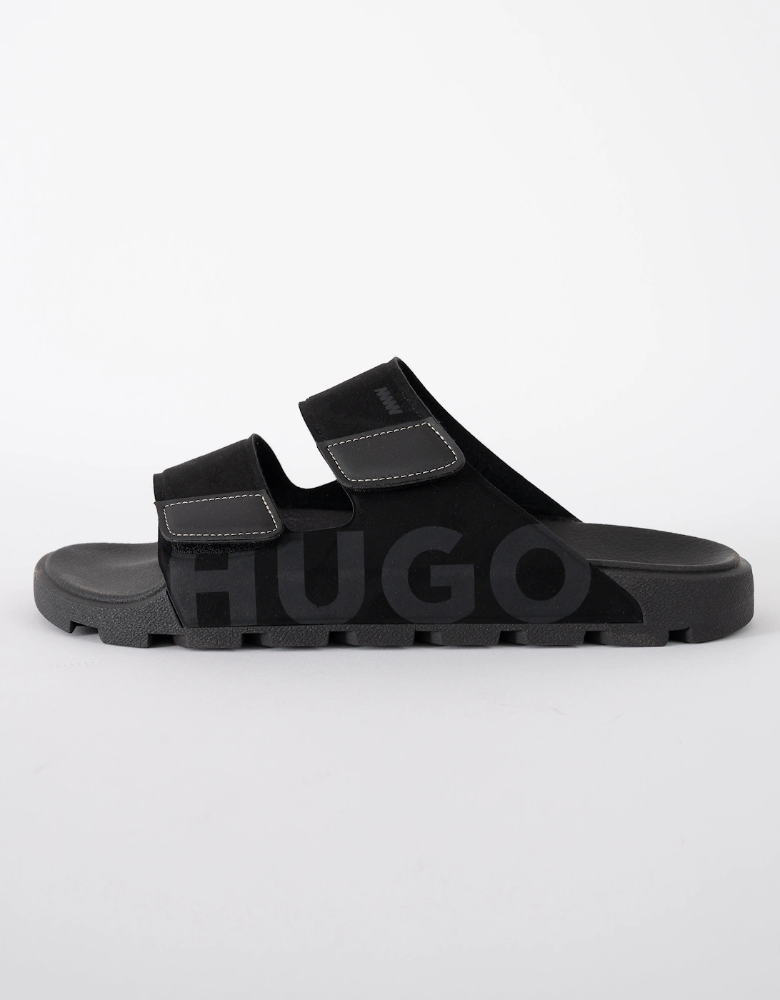 HUGO Evander Mens Faux-Suede lides with Logo Detailing - Black 001