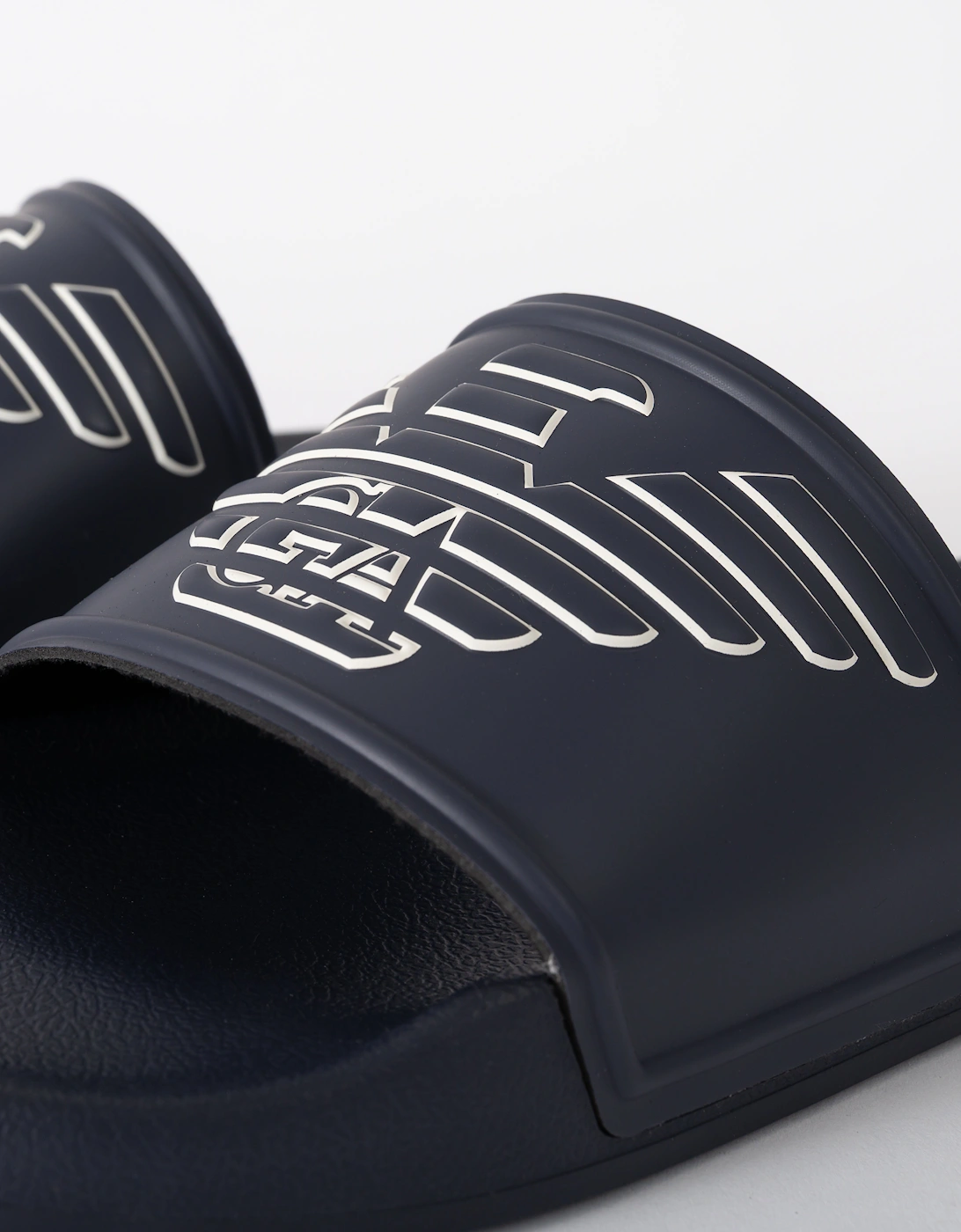 Mens PVC Pool Slides with Eagle Logo - Blue/Whisper White