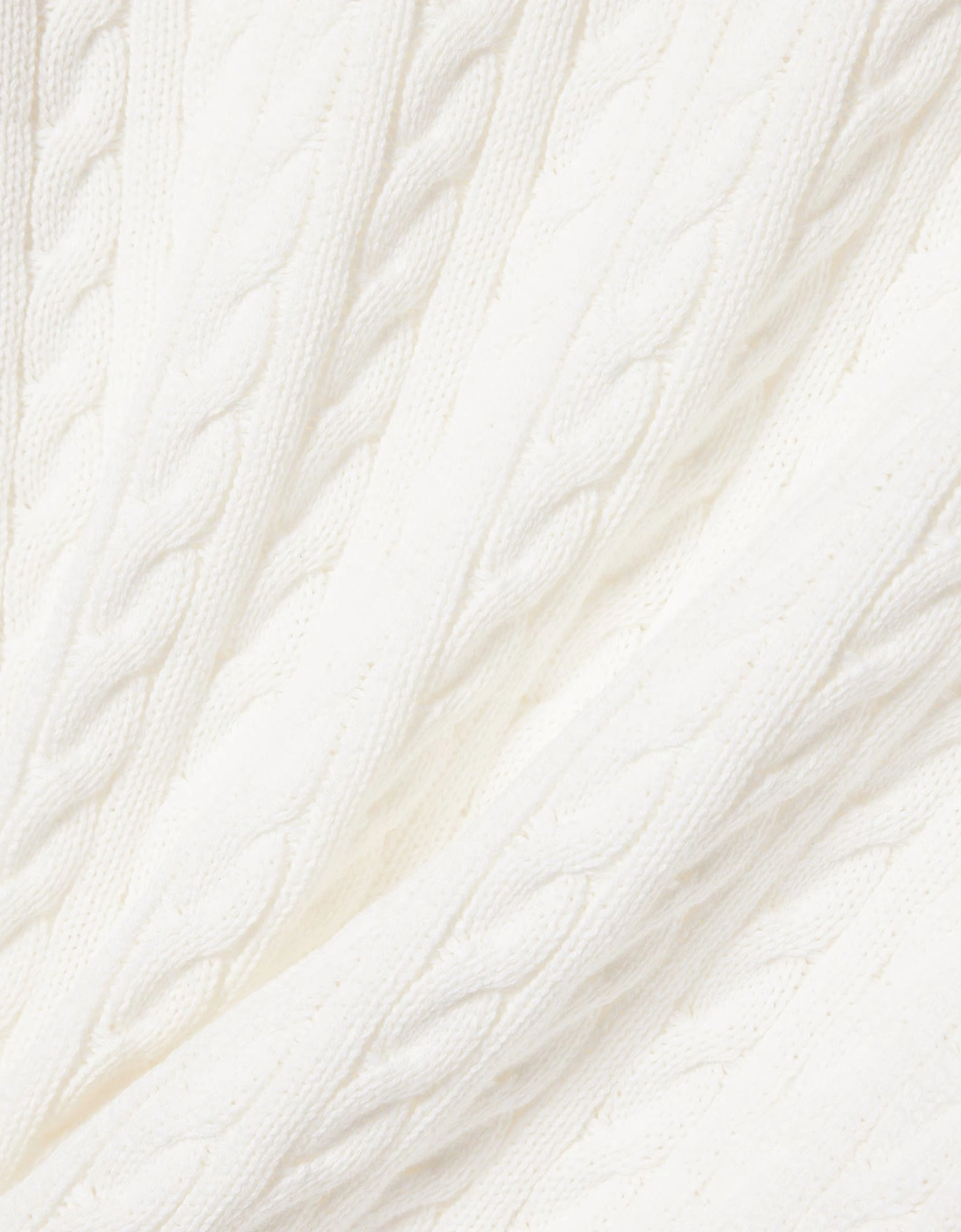 Cable Knit Mens Cotton Jumper - Flour/Green