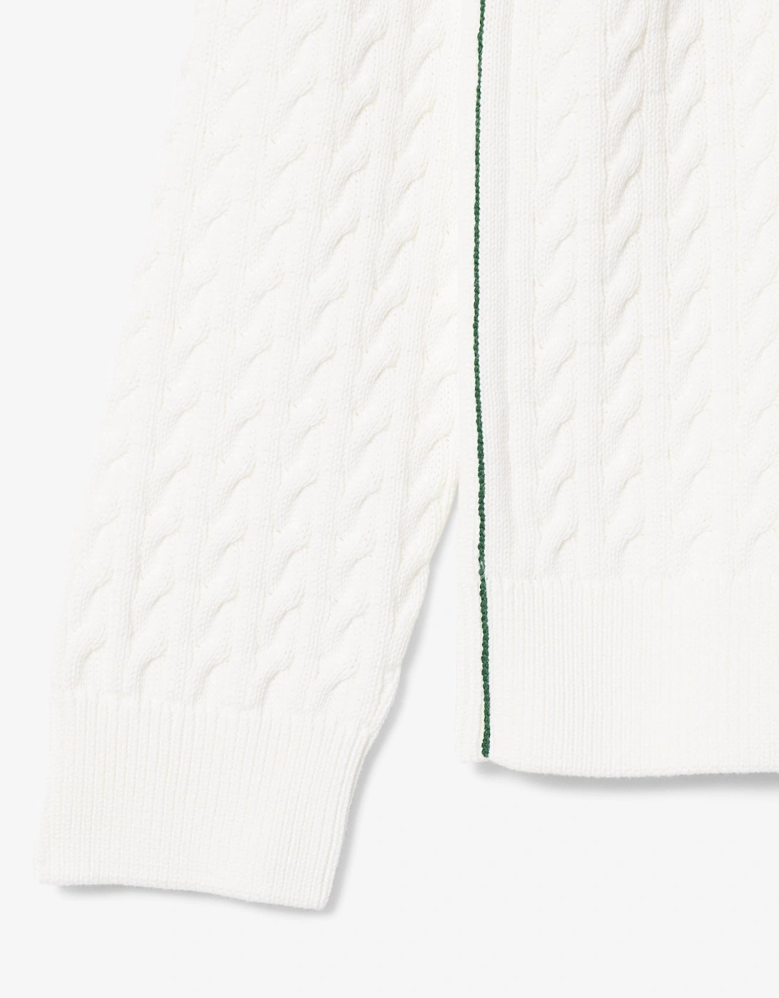 Cable Knit Mens Cotton Jumper - Flour/Green
