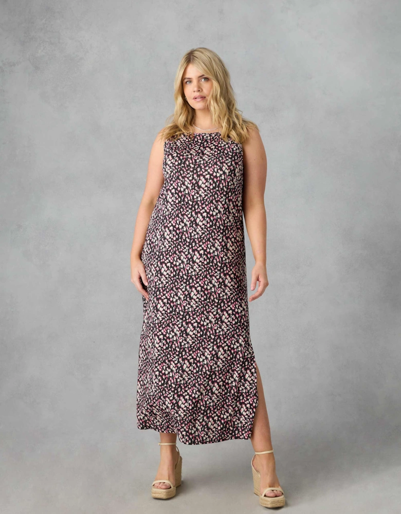 Multi Ditsy Jersey Sleeveless Maxi Dress