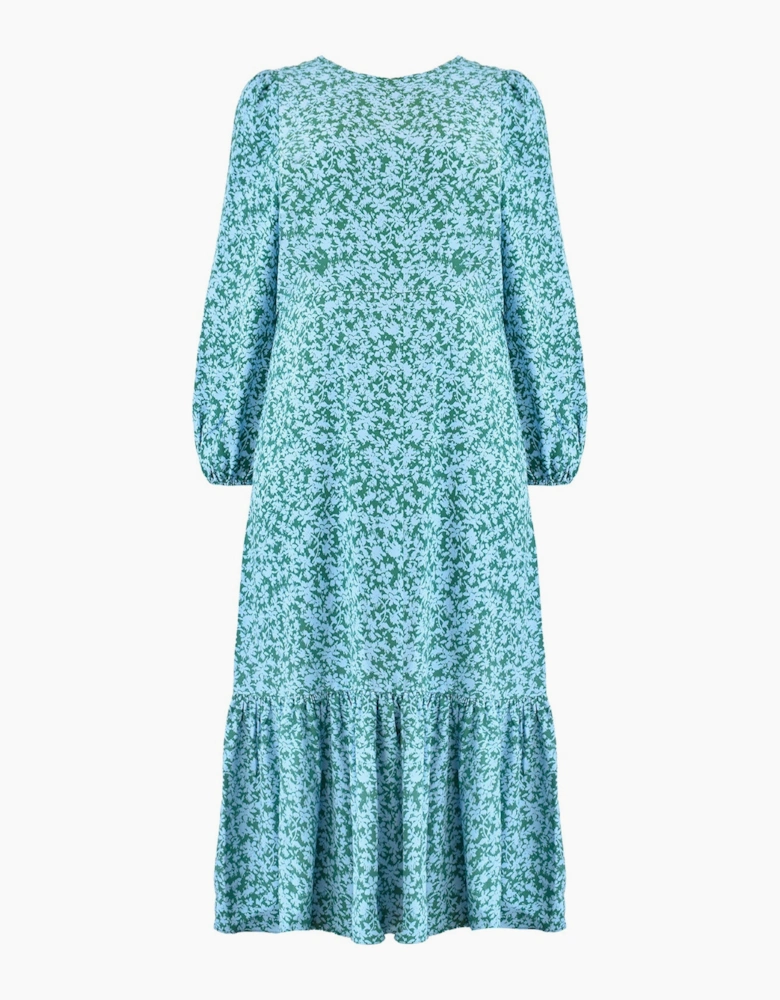 Multi Ditsy Print Tiered Midaxi Dress