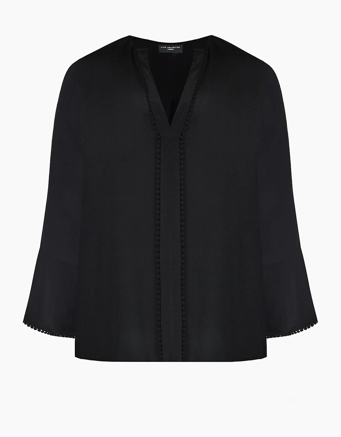Black Flute Sleeve Blouse