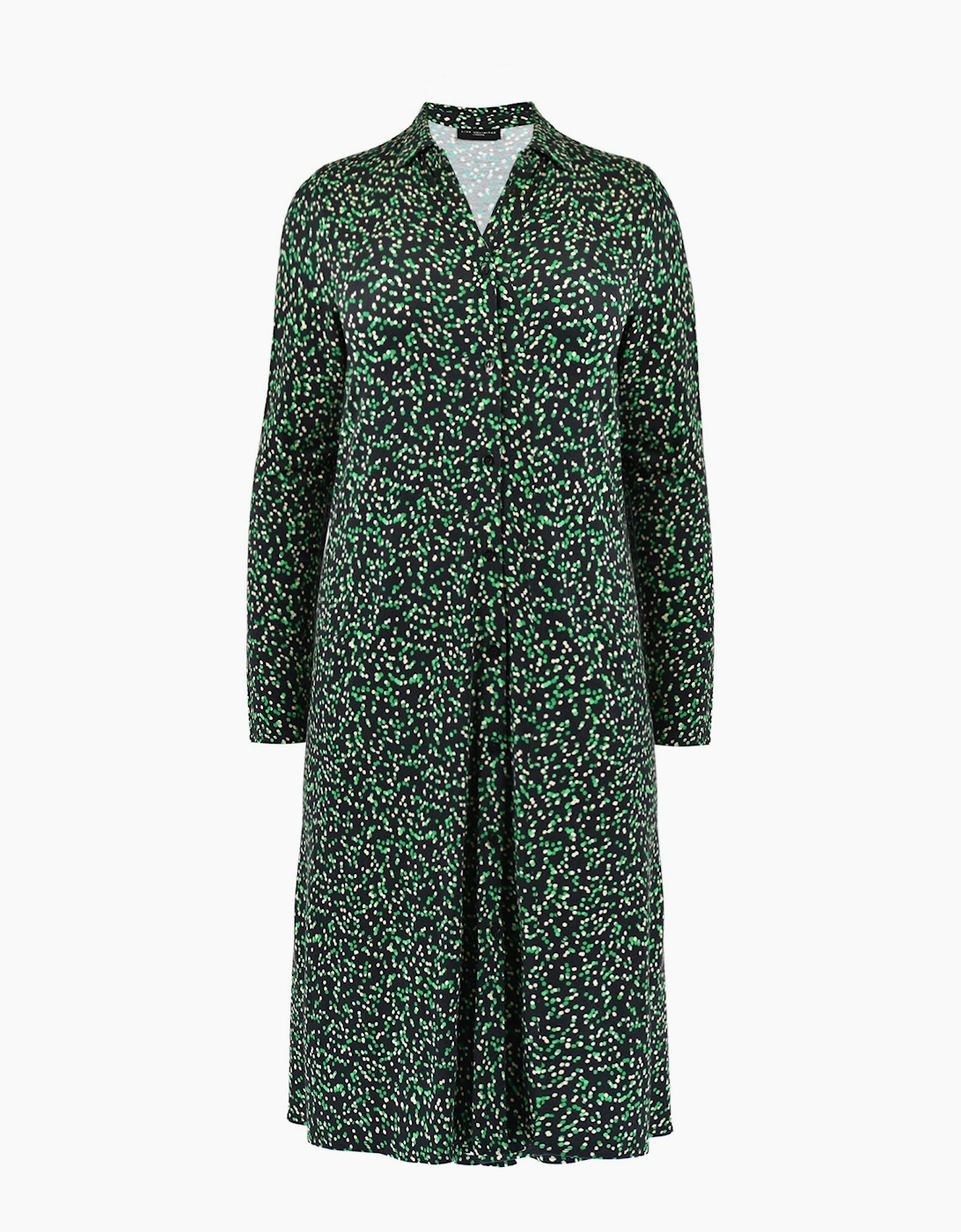 Green Spot Print Jersey Relaxed Shirt Dress