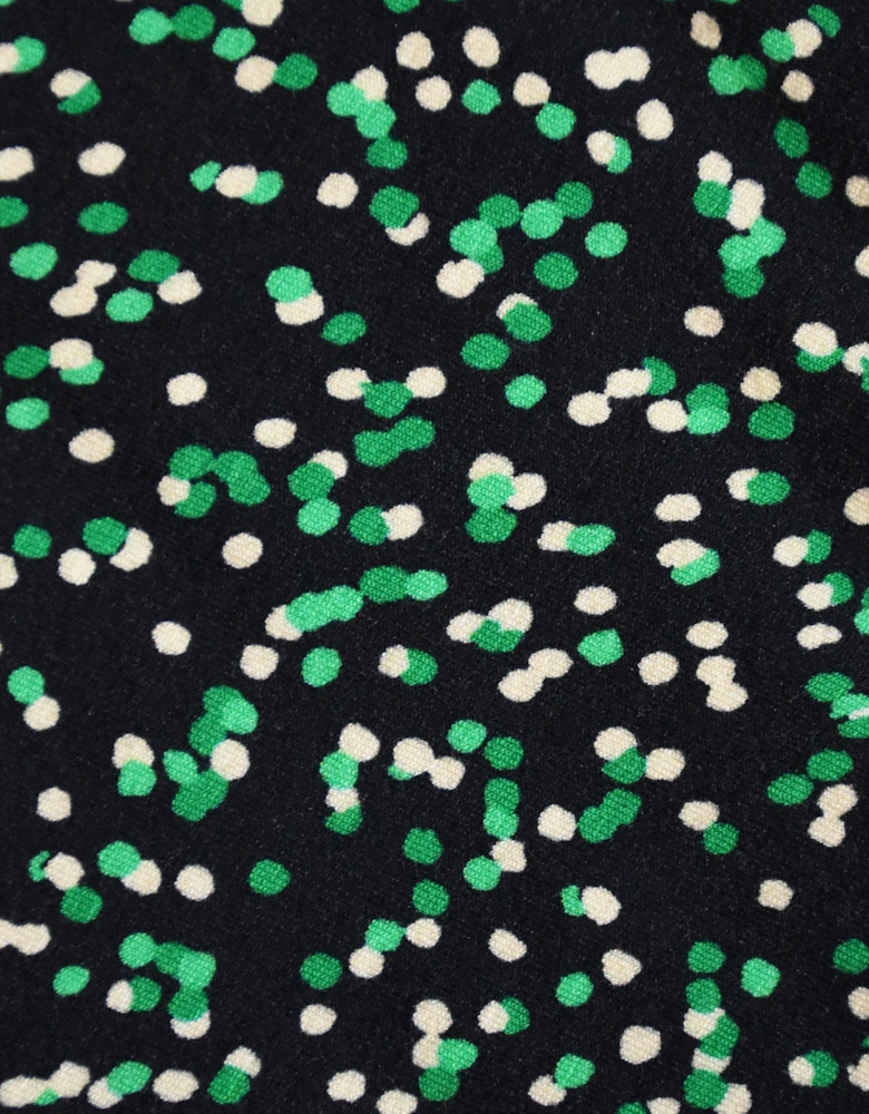 Green Spot Print Jersey Relaxed Shirt Dress