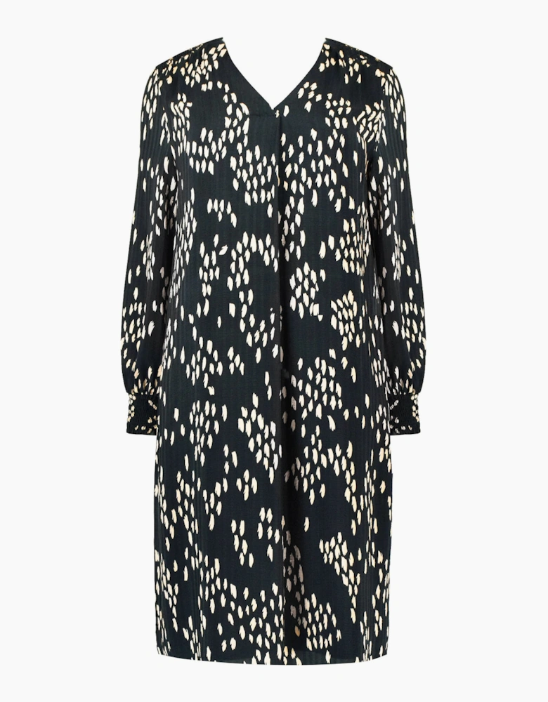 Stone Dash Print Pleat Front Chuck On Dress