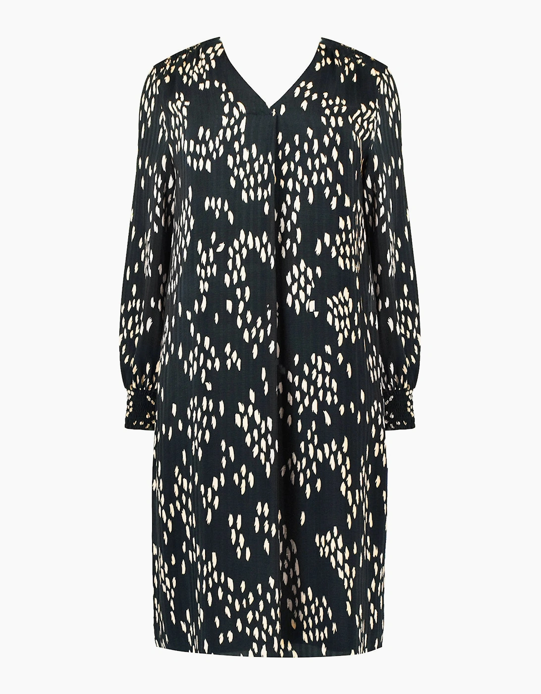 Stone Dash Print Pleat Front Chuck On Dress