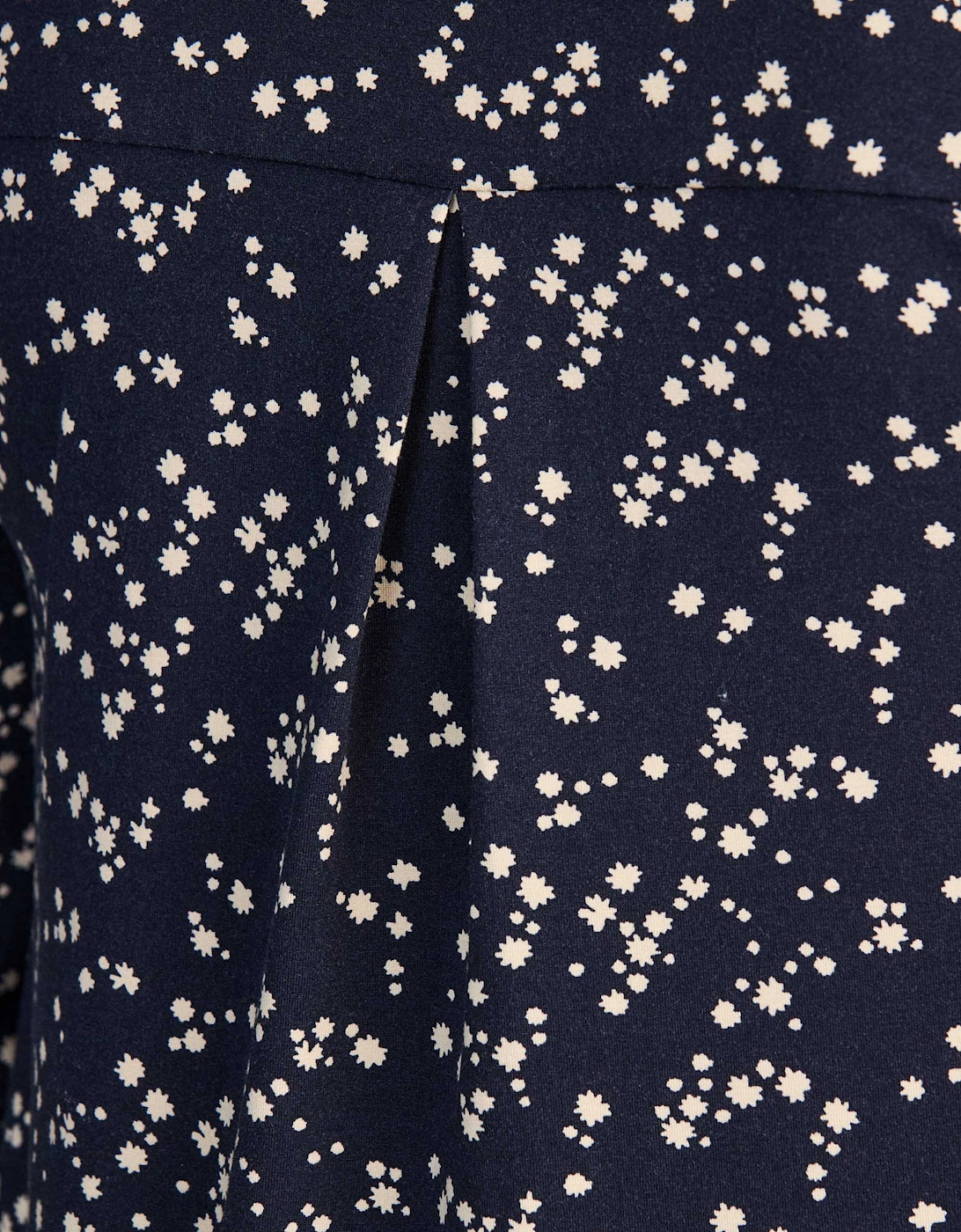 Petite Navy Ditsy Print Nehru Collar Tunic
