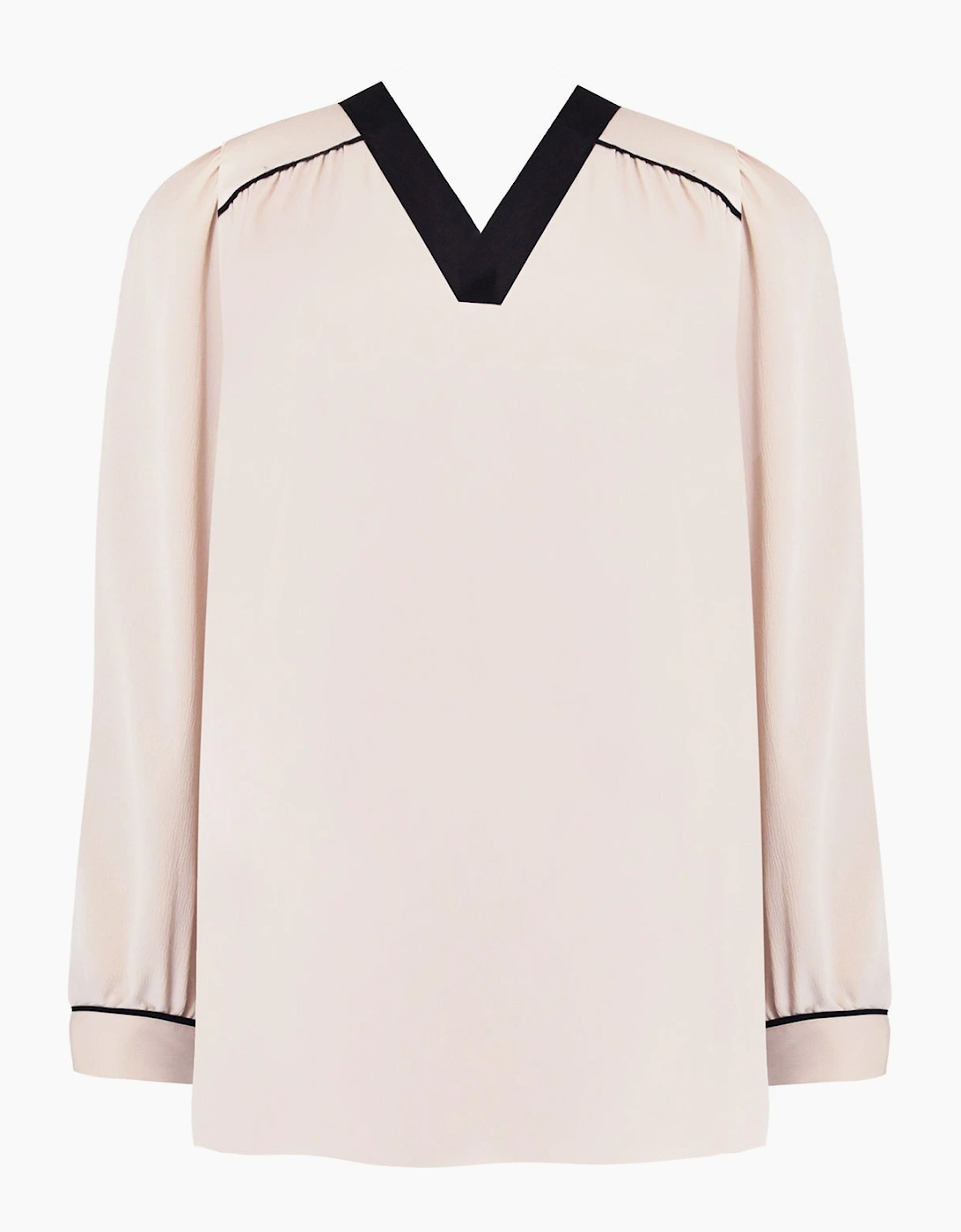 Stone Contrast Neck Band Blouse