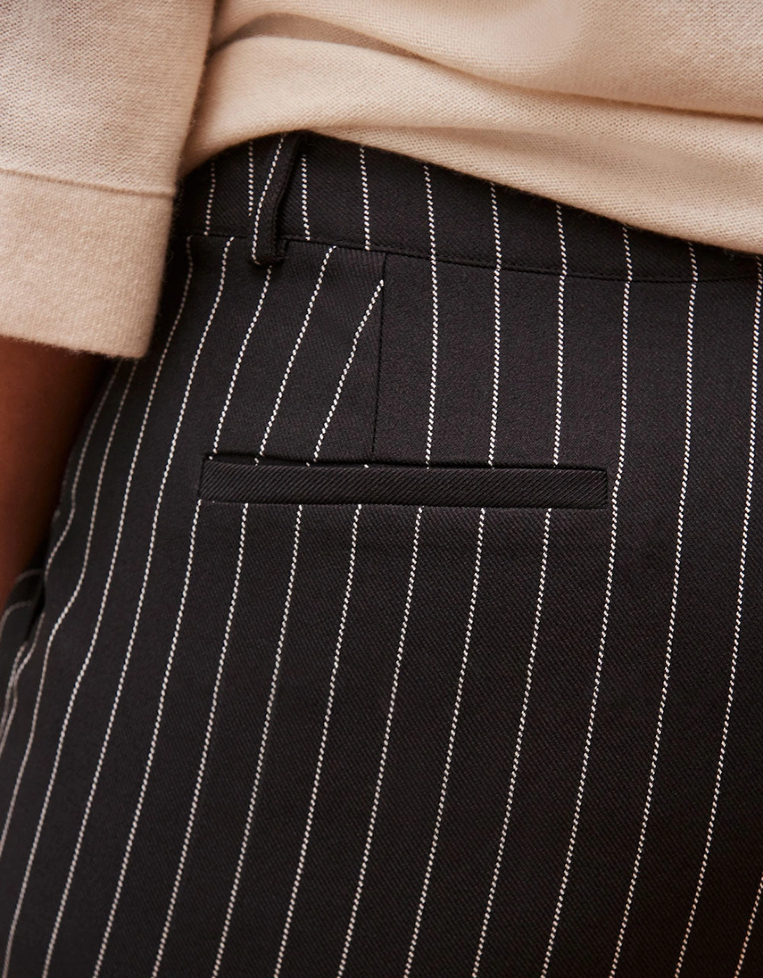 Black Pinstripe Tapered Tailored Trouser