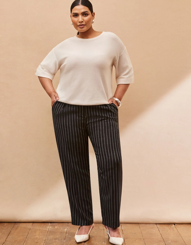 Black Pinstripe Tapered Tailored Trouser