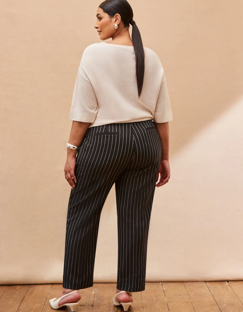 Black Pinstripe Tapered Tailored Trouser