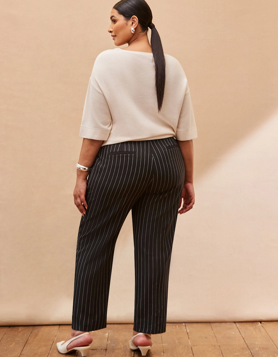 Black Pinstripe Tapered Tailored Trouser