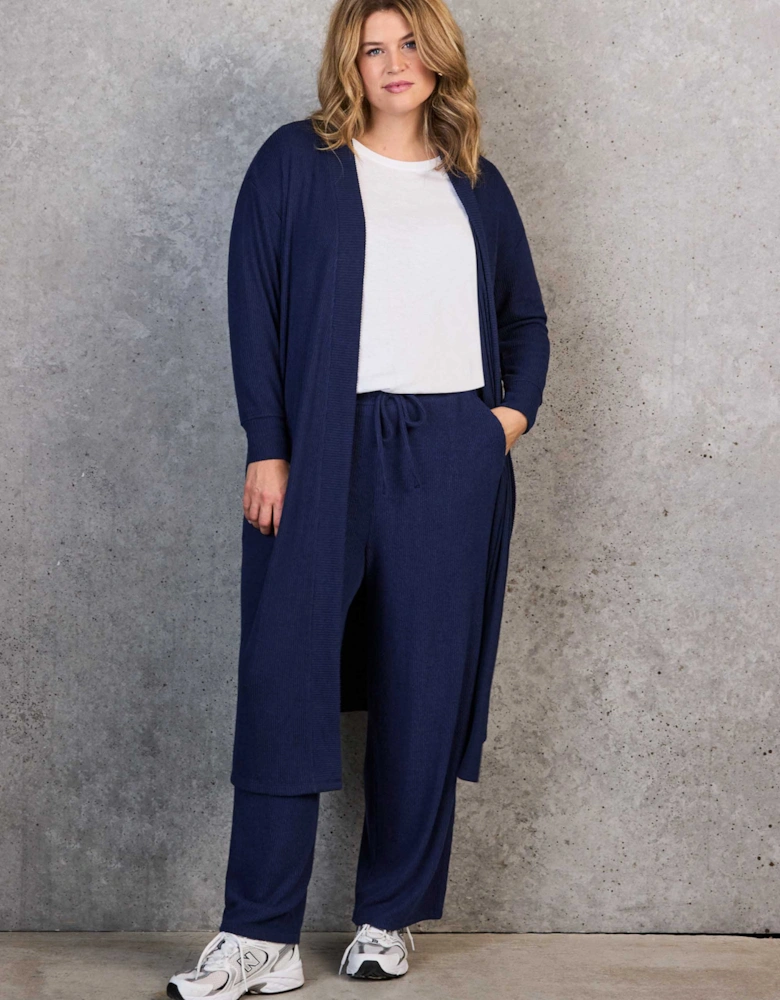 Navy Ribbed Supersoft Longline Cardigan