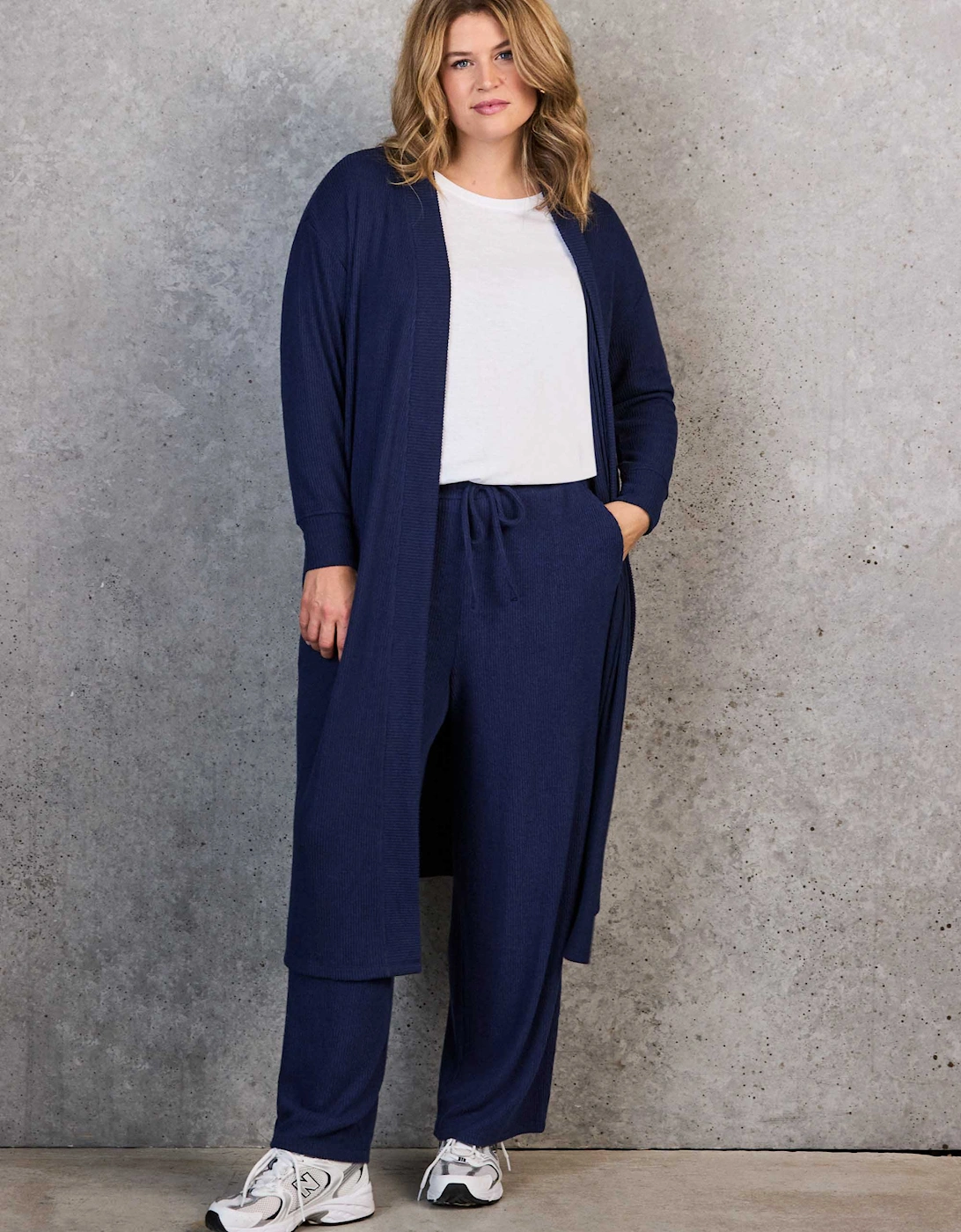 Navy Ribbed Supersoft Longline Cardigan