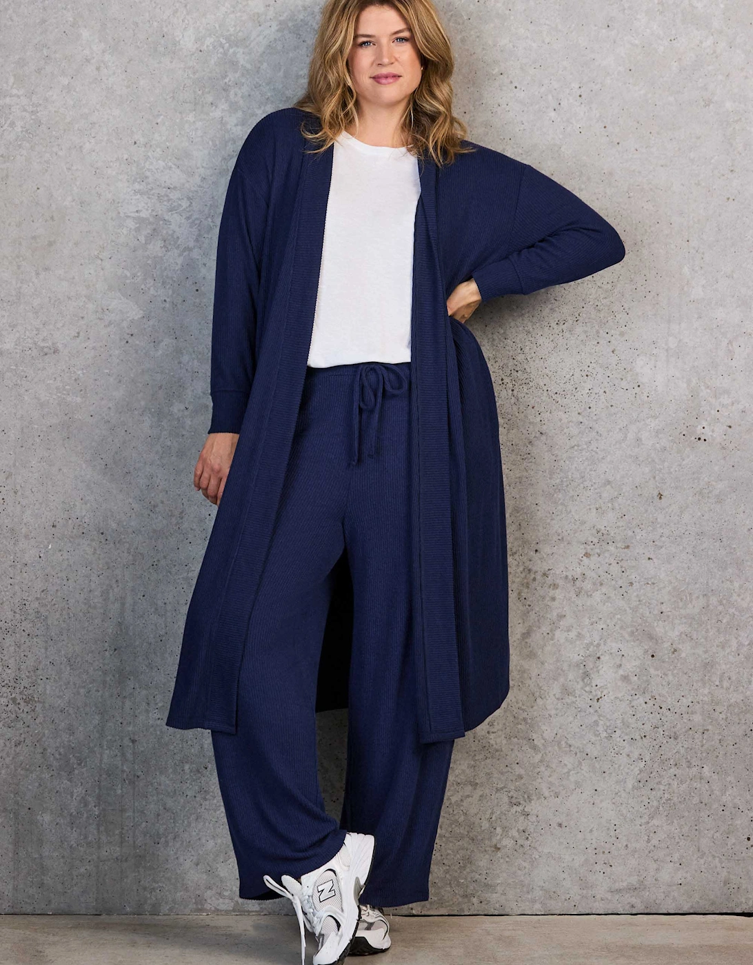 Navy Ribbed Supersoft Longline Cardigan