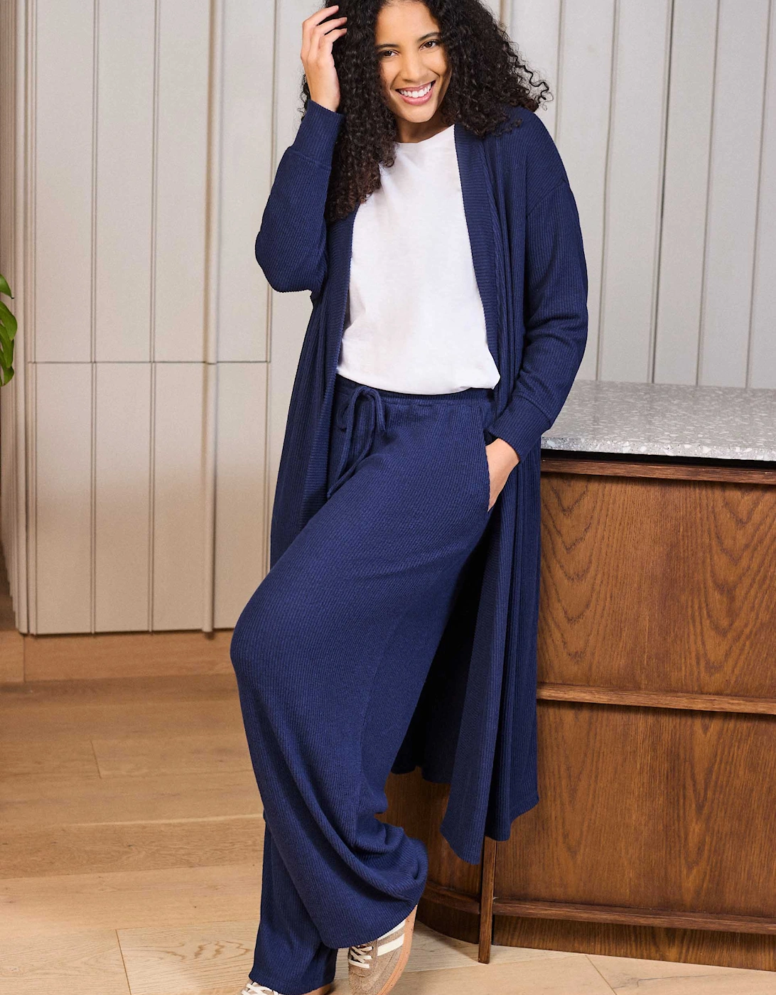 Navy Ribbed Supersoft Longline Cardigan