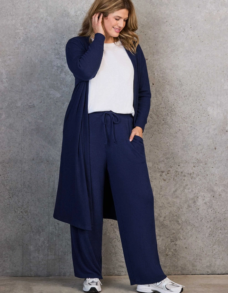Navy Ribbed Supersoft Longline Cardigan