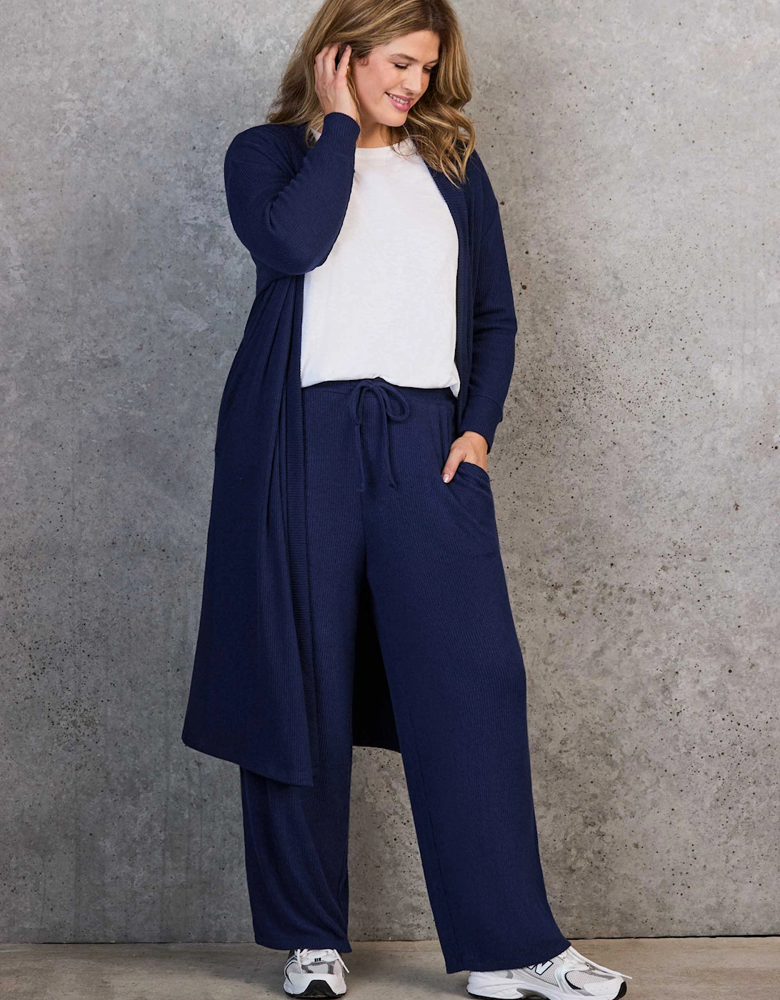 Navy Ribbed Supersoft Longline Cardigan